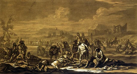 Nach der Schlacht, 1695, graviert von Christian Rugendas (1708-81) ca. 1740